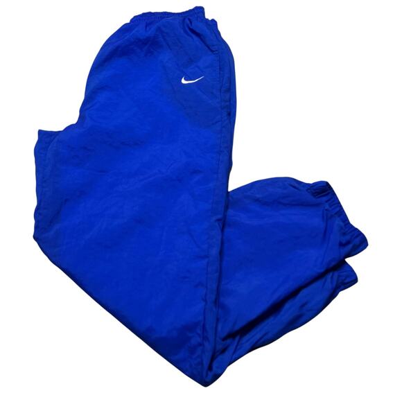 Vintage 90s NIKE Royal Blue Nylon Sweatpants - Activewear Pants Retro - size XL - Picture 1 of 8